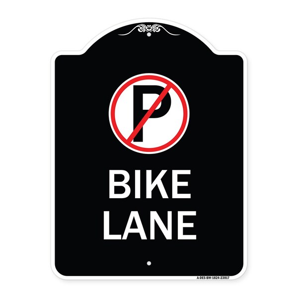 Signmission No Parking Symbol Bike Lane Heavy-Gauge Aluminum Architectural Sign, 24" x 18", BW-1824-23817 A-DES-BW-1824-23817 - main